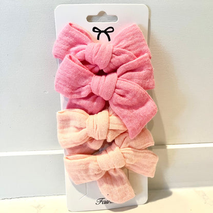 Tied Muslin Bow Clips - Twinkle Twinkle Little One