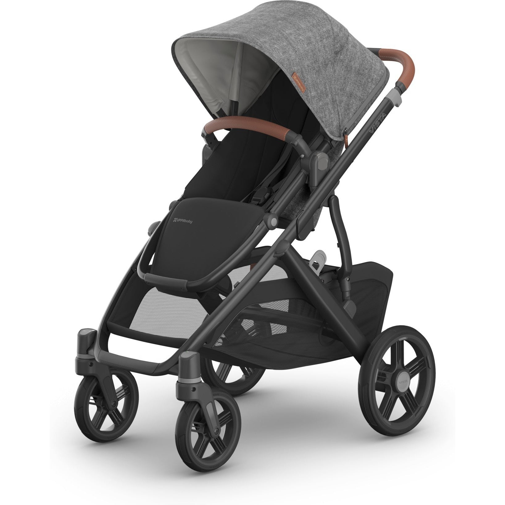 Buy greyson-charcoal-melange-carbon-frame-saddle-leather UPPAbaby Vista V3 Stroller