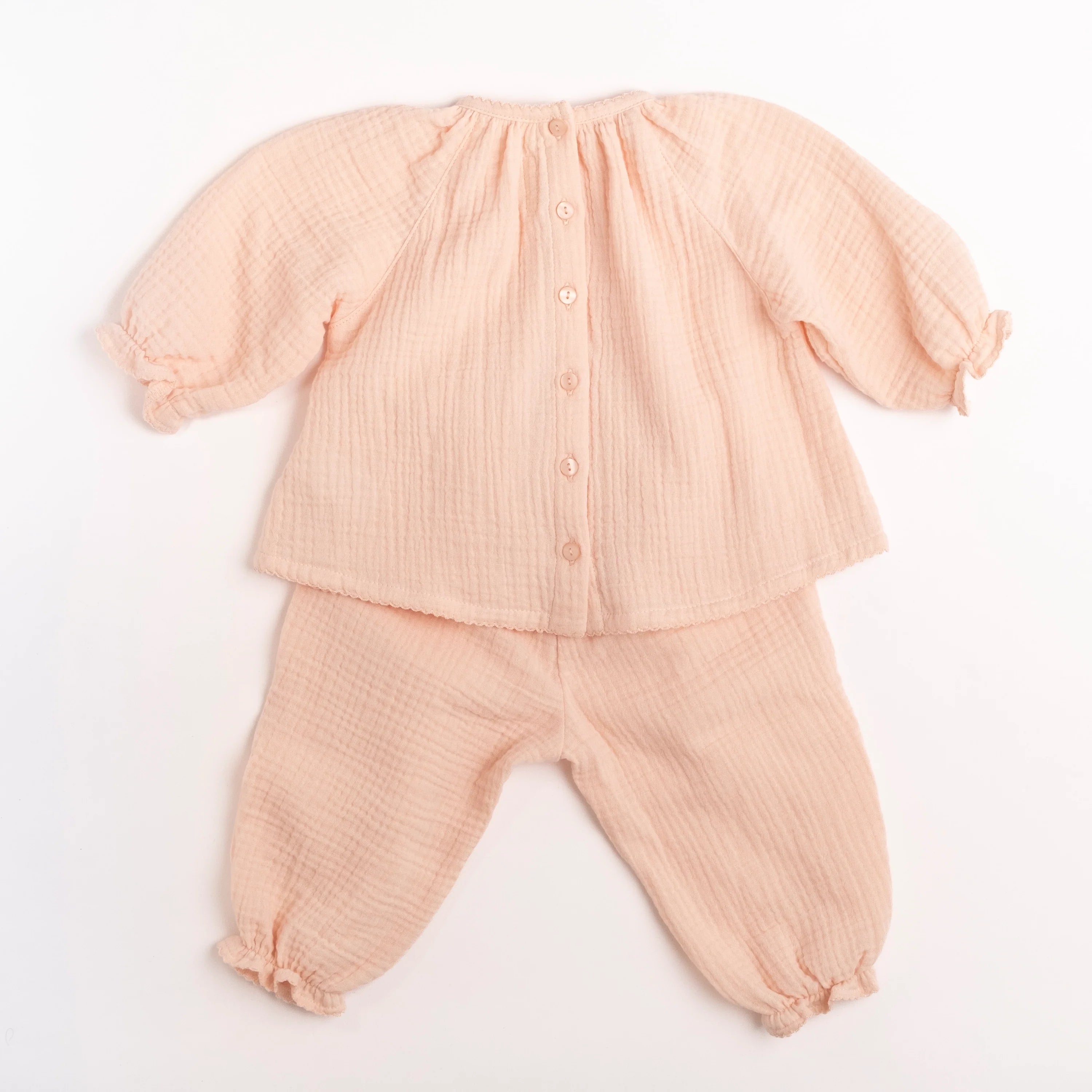 Gauze Two Piece Set in Embroidered Flowers