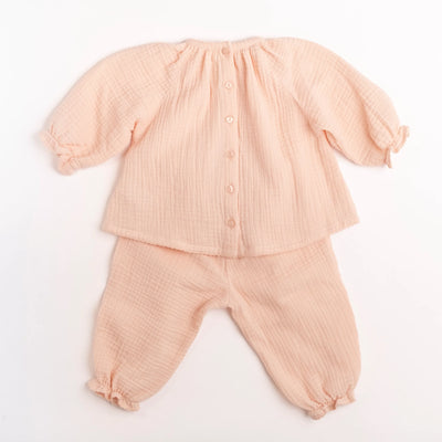 Gauze Two Piece Set in Embroidered Flowers
