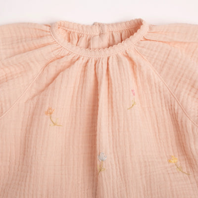 Gauze Two Piece Set in Embroidered Flowers