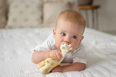 Giraffe Natural Organic Rubber Teether, Rattle & Bath Toy - Twinkle Twinkle Little One