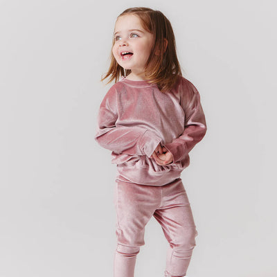 Girls Velour Sweatshirt & Legging Set - Mauve - Twinkle Twinkle Little One
