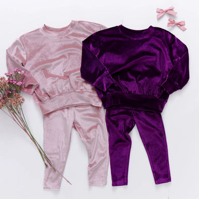 Girls Velour Sweatshirt & Legging Set - Mauve - Twinkle Twinkle Little One