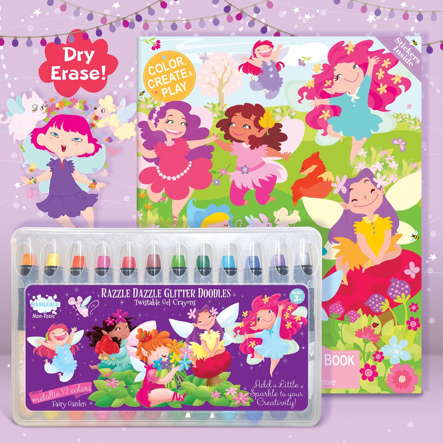 Glitter Fairy Dry Erase Coloring Gift Set - Twinkle Twinkle Little One
