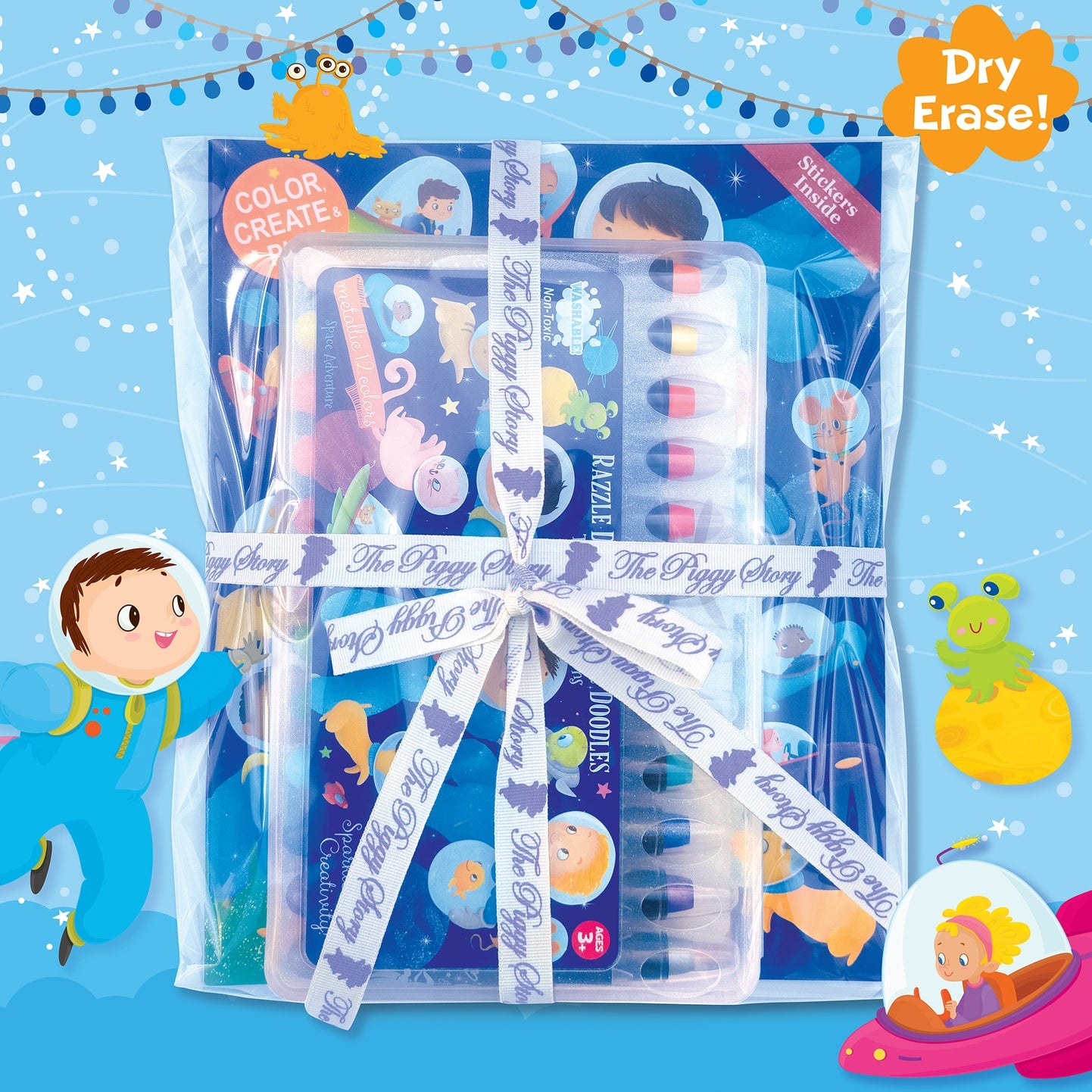 Glitter Space Dry Erase Coloring Gift Set - Twinkle Twinkle Little One