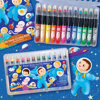 Glitter Space Dry Erase Coloring Gift Set - Twinkle Twinkle Little One