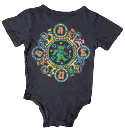 Grateful Dead Kaleidoscope Bears Onesie - Vintage Black