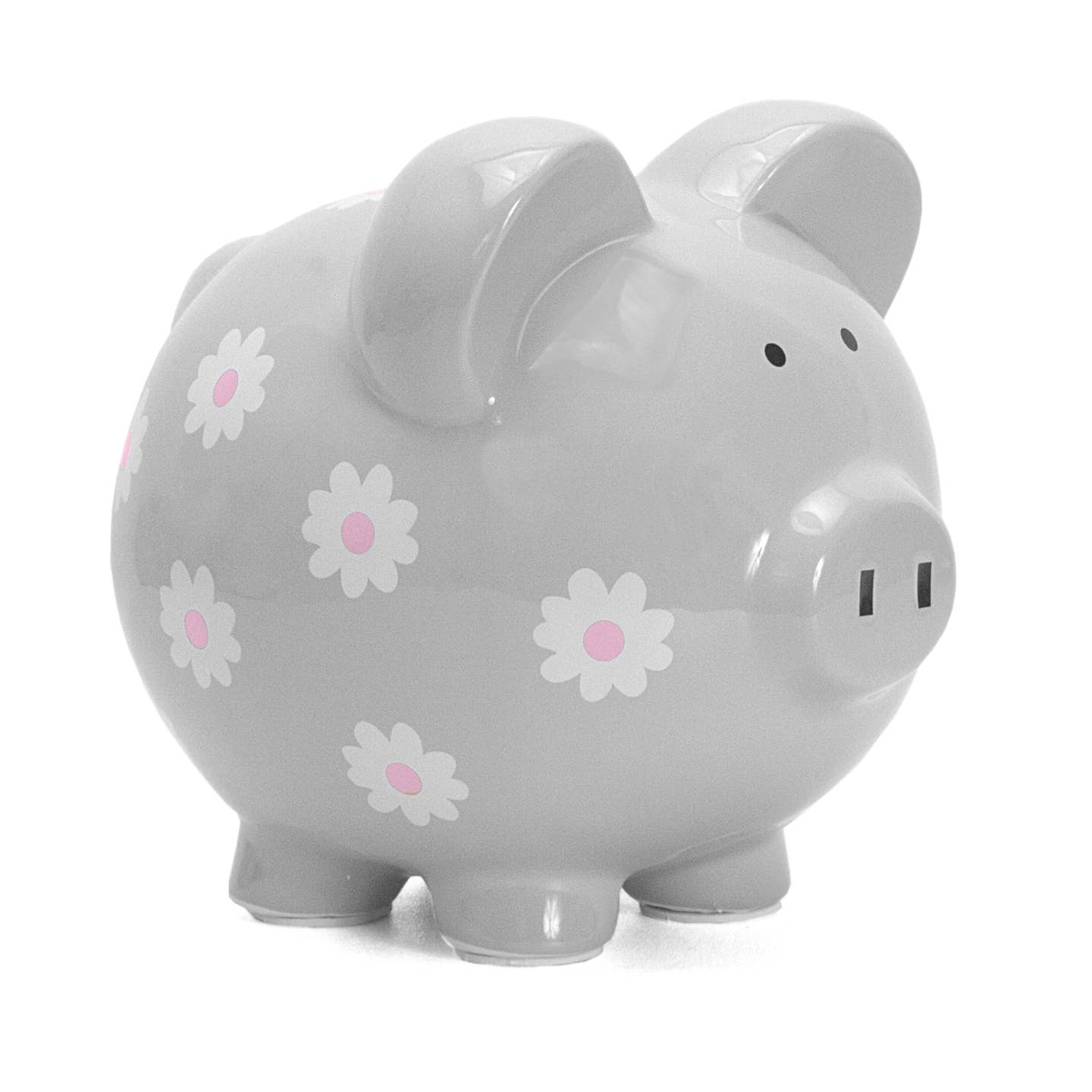 Gray Daisy Piggy Bank