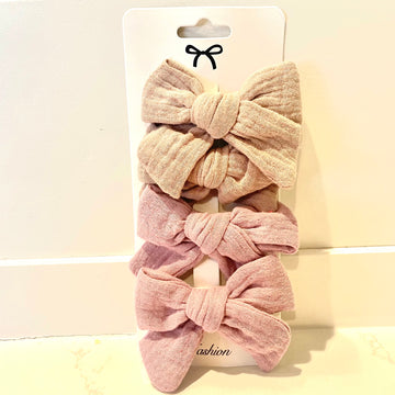 Tied Muslin Bow Clips - Twinkle Twinkle Little One