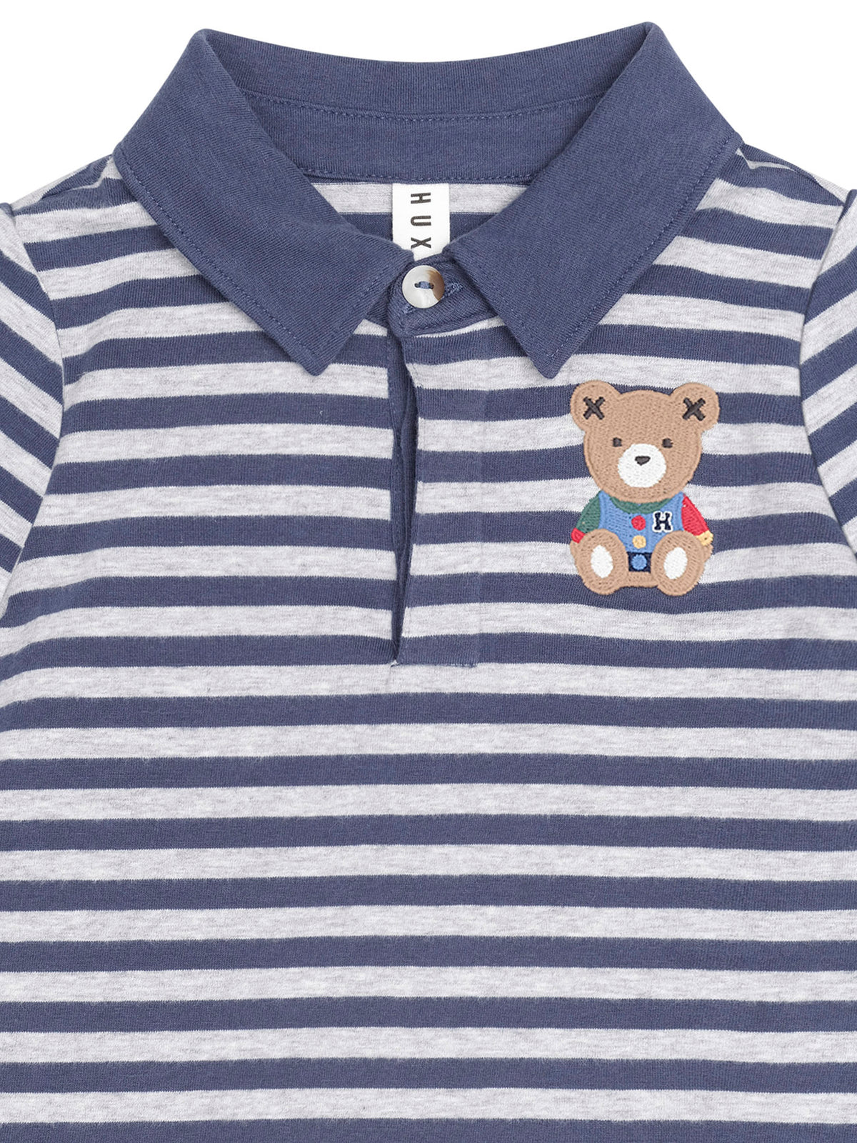 Ink Stripe Sitting Hux L/Sleeve Polo - Ink / Grey Marle