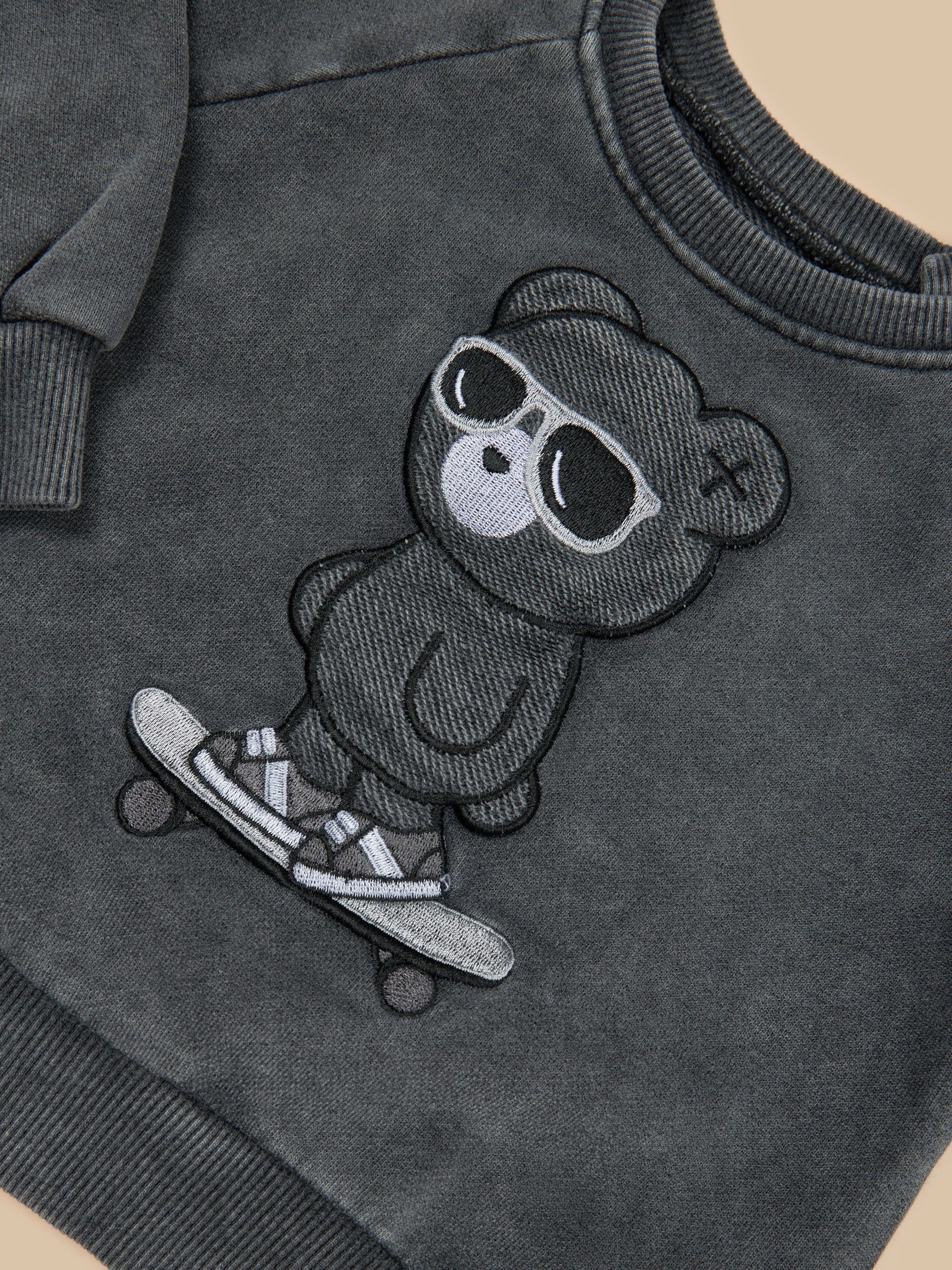 Skater Bear Sweatshirt - Vintage Black - Twinkle Twinkle Little One