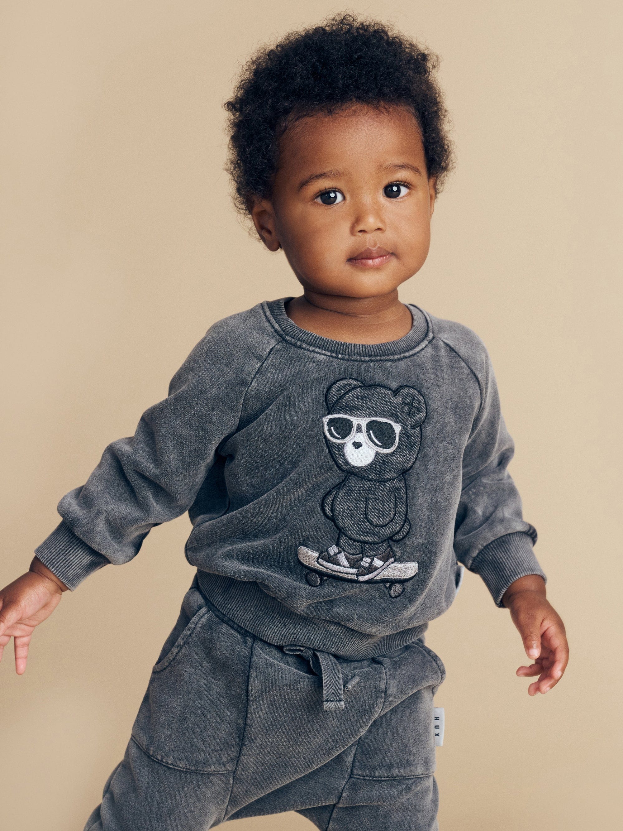 Skater Bear Sweatshirt - Vintage Black - Twinkle Twinkle Little One