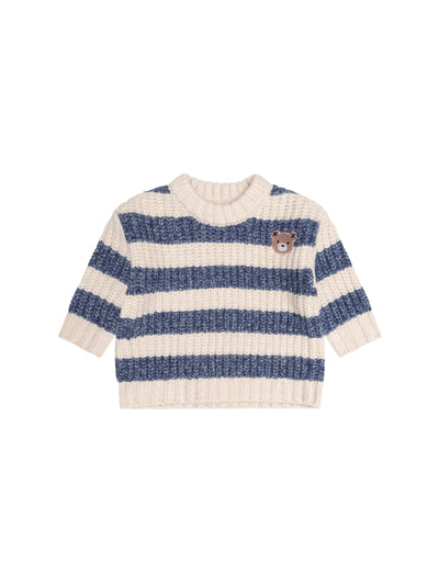Ink Stripe Hux Embroidered Sponge Pullover - Ink / Ecru