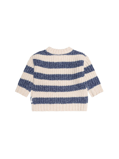 Ink Stripe Hux Embroidered Sponge Pullover - Ink / Ecru