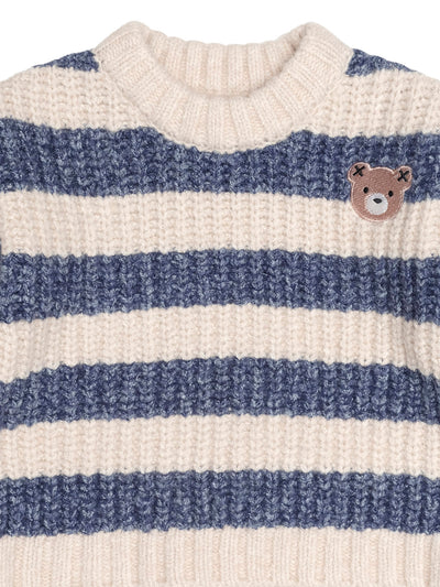 Ink Stripe Hux Embroidered Sponge Pullover - Ink / Ecru