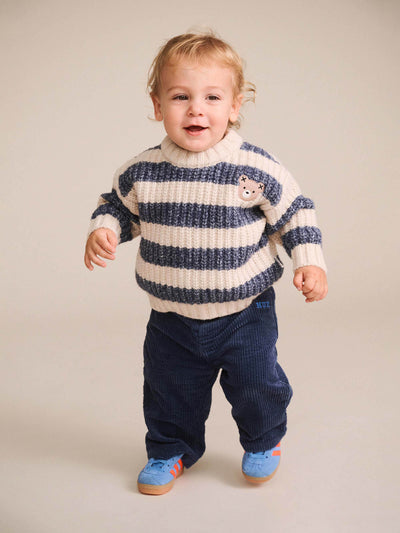 Ink Stripe Hux Embroidered Sponge Pullover - Ink / Ecru