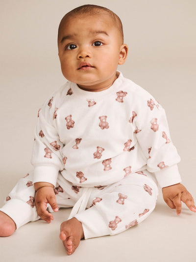 My First Hux Velour 2PC Set - Almond Milk