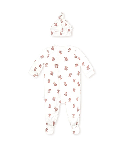 My First Hux Velour Romper and Beanie Set - Almond Milk