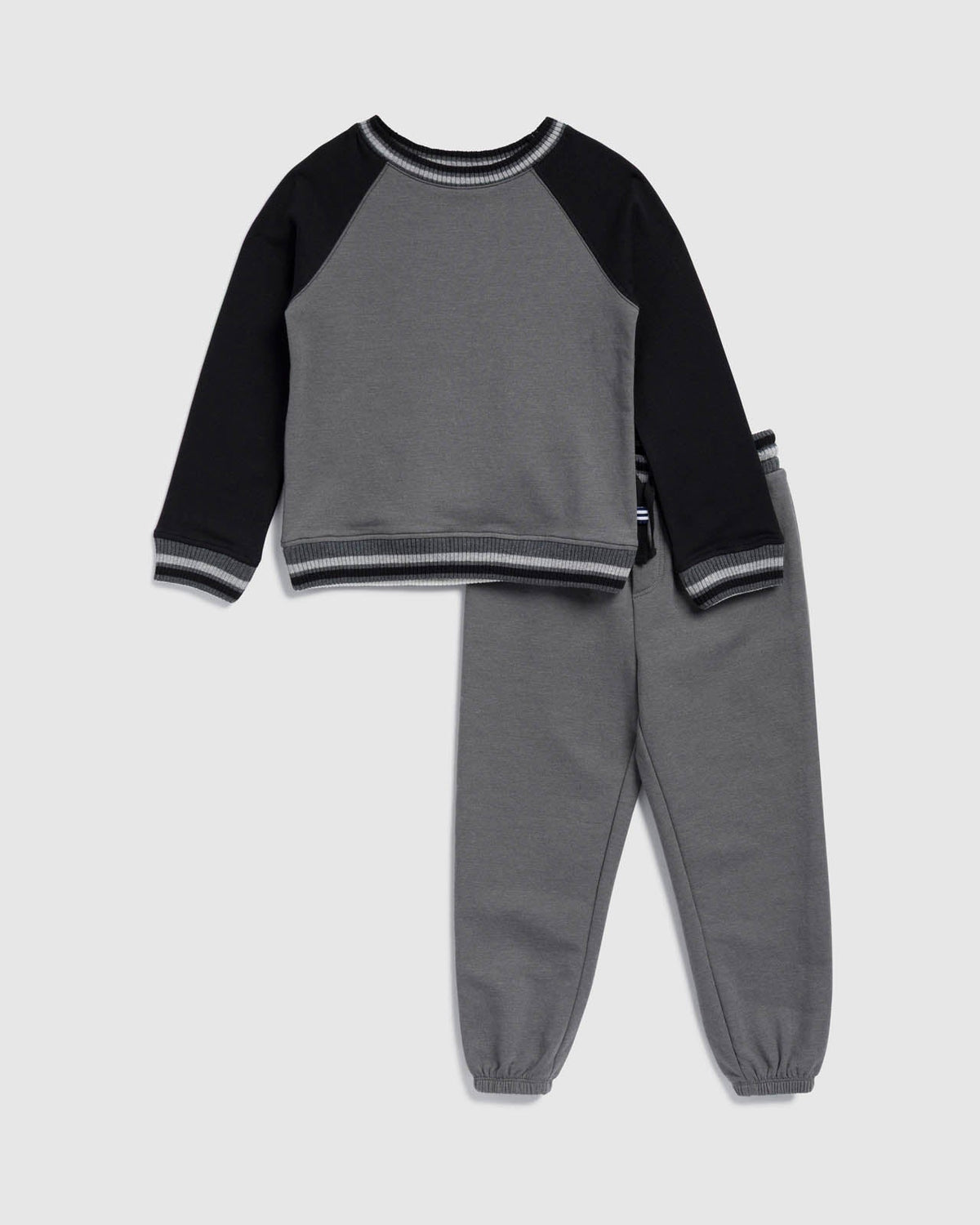 Toddler Terry Two Tone Long Sleeve Set - Black Heather