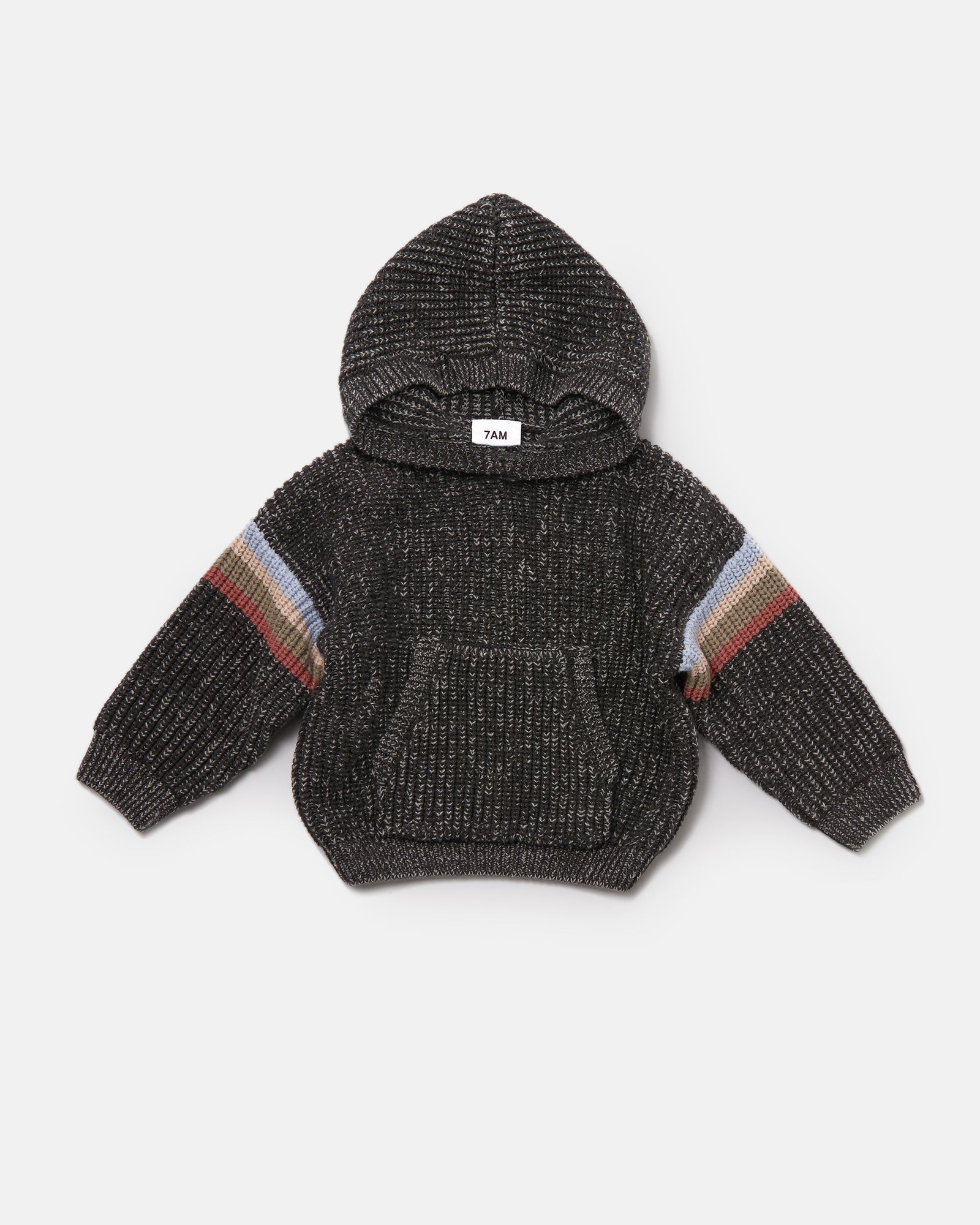 7 A.M. Enfant Chunky Hooded Boxy Sweater - Black Melange