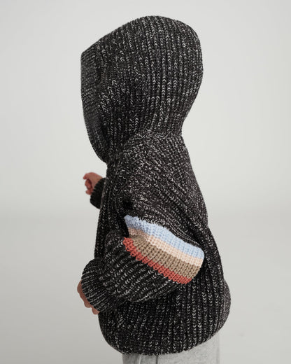 7 A.M. Enfant Chunky Hooded Boxy Sweater - Black Melange - Twinkle Twinkle Little One