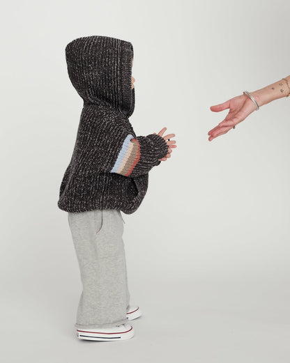 7 A.M. Enfant Chunky Hooded Boxy Sweater - Black Melange - Twinkle Twinkle Little One