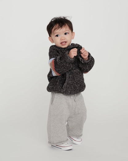 7 A.M. Enfant Chunky Hooded Boxy Sweater - Black Melange - Twinkle Twinkle Little One