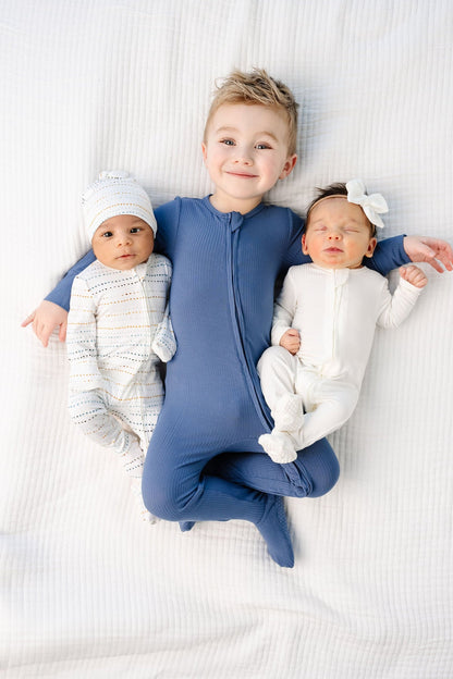 Lou Lou & Company Harrison Ribbed Zipper Footie - Twinkle Twinkle Little One