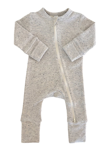 Heather Speckle 2-Way Zip Romper