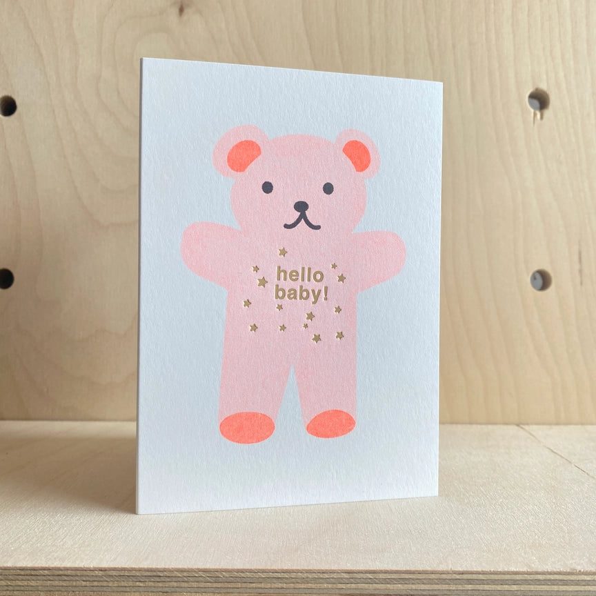 Hello Teddy New Baby Card - Twinkle Twinkle Little One
