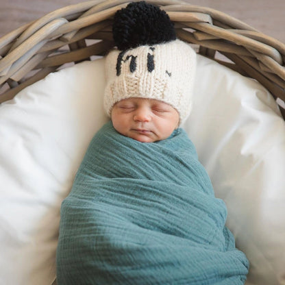 Hi. Black Hand Knit Beanie Hat - Twinkle Twinkle Little One