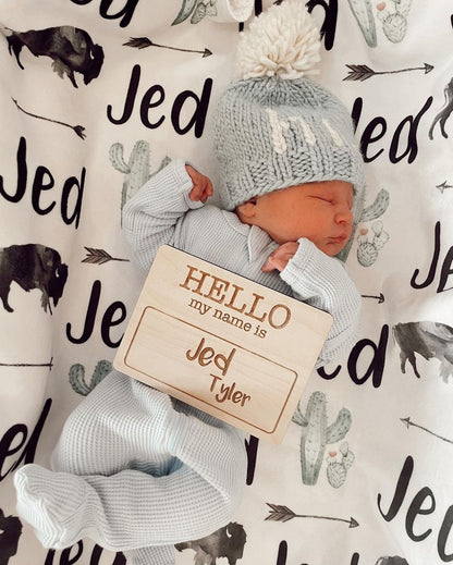 Hi. Surf Blue Hand Knit Beanie Hat - Twinkle Twinkle Little One