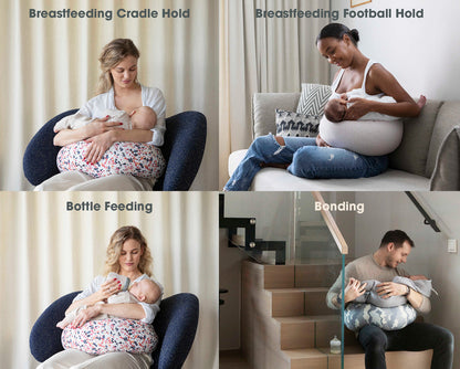 BBHugMe Nursing Pillow - Grey Melange - Twinkle Twinkle Little One