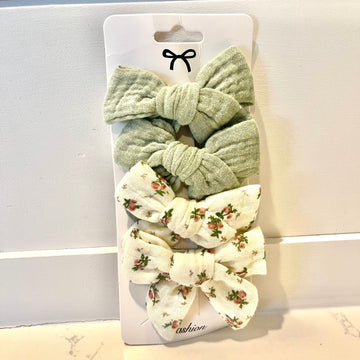 Tied Muslin Bow Clips - Twinkle Twinkle Little One