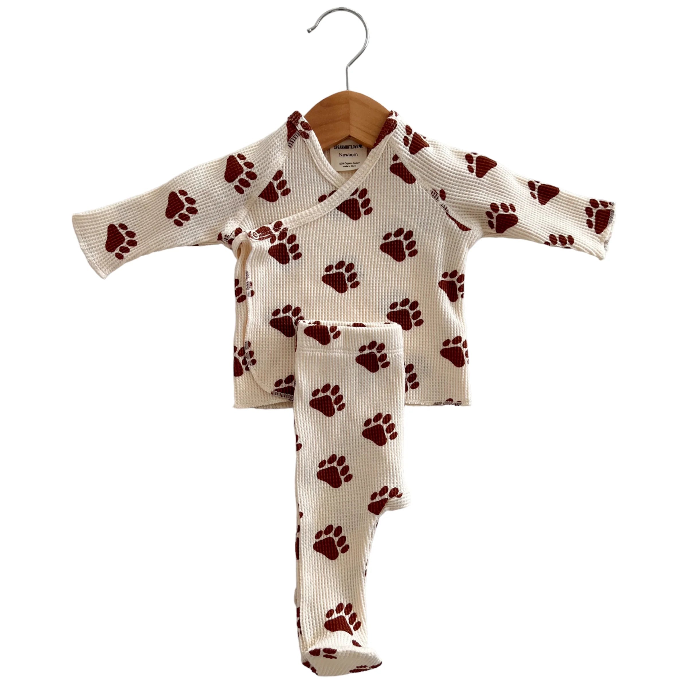 Organic Waffle Kimono & Pant Set-Bear Paw - Twinkle Twinkle Little One