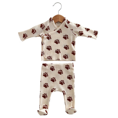 Organic Waffle Kimono & Pant Set-Bear Paw - Twinkle Twinkle Little One