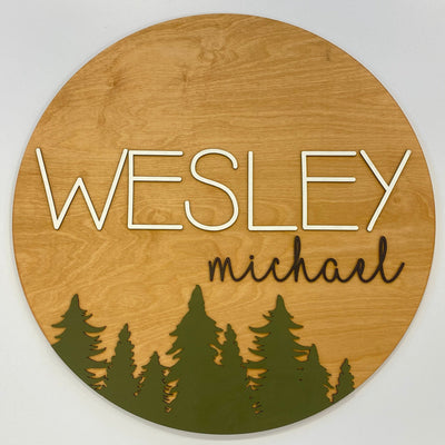 Sugar + Maple Round Personalized Name Sign | Woodland - Twinkle Twinkle Little One