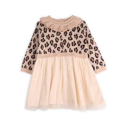 Leopard Jacquard Sweater Knit Baby Tutu Dress - Twinkle Twinkle Little One