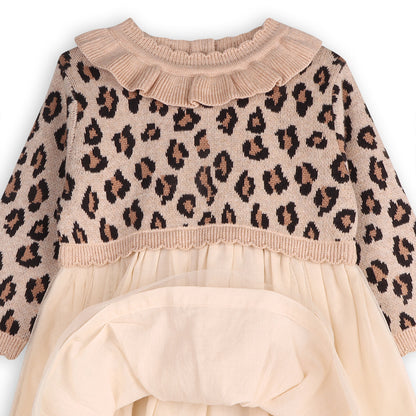 Leopard Jacquard Sweater Knit Baby Tutu Dress - Twinkle Twinkle Little One