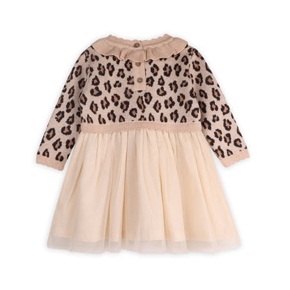 Leopard Jacquard Sweater Knit Baby Tutu Dress - Twinkle Twinkle Little One