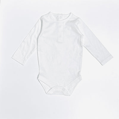 Basic Long Sleeve Baby Bodysuit (Organic Cotton) - Soft White