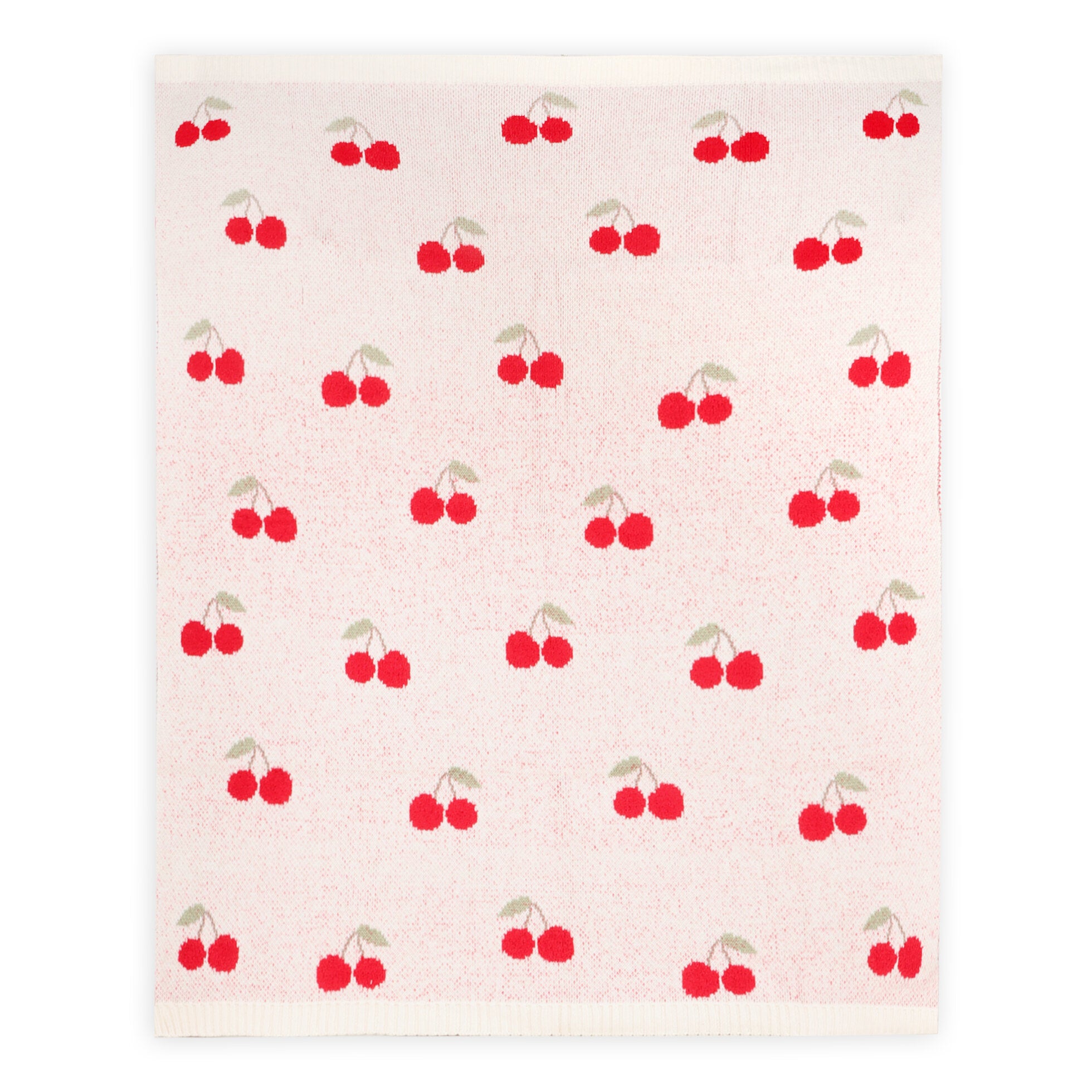 Pattern of red cherries on a light pink background