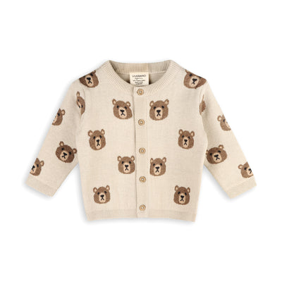 Brown Bear Jacquard Button Cardigan Baby Sweater - Twinkle Twinkle Little One