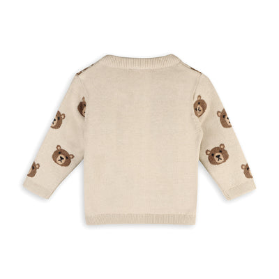 Brown Bear Jacquard Button Cardigan Baby Sweater - Twinkle Twinkle Little One