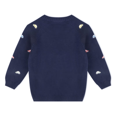 Mini Cars Embroidered Raglan Baby Pullover Sweater & Pant Set - Navy - Twinkle Twinkle Little One