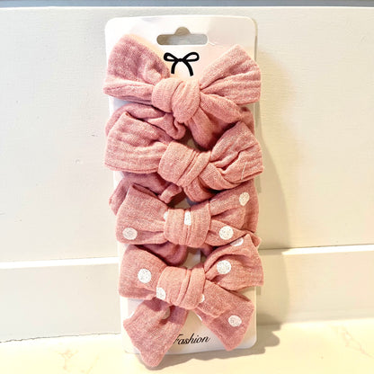 Tied Muslin Bow Clips - Twinkle Twinkle Little One