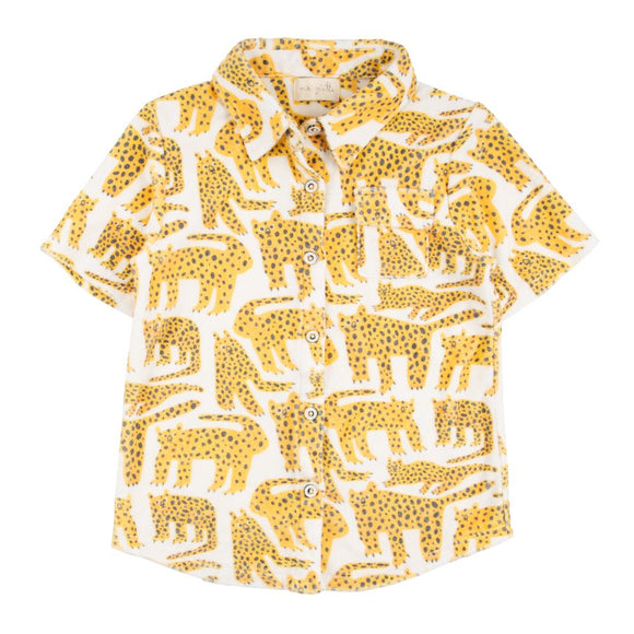 Jerry Short Sleeve Button Up & Wyoming Short Set - Cheetah - Twinkle Twinkle Little One