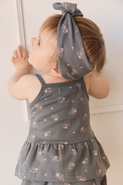 Organic Cotton Meadow Singlet & Bike Short Set - Simone Lava - Twinkle Twinkle Little One