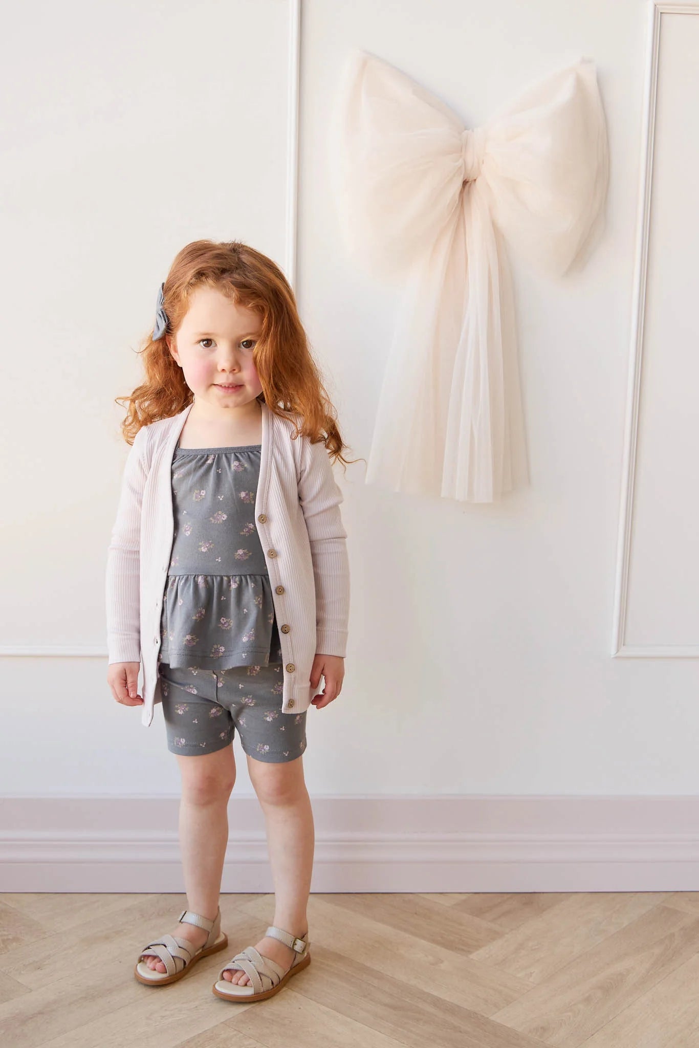 Organic Cotton Meadow Singlet & Bike Short Set - Simone Lava - Twinkle Twinkle Little One